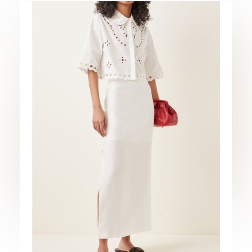 Red Valentino Broderie Angalaise Cotton Cropped Shirt size 4